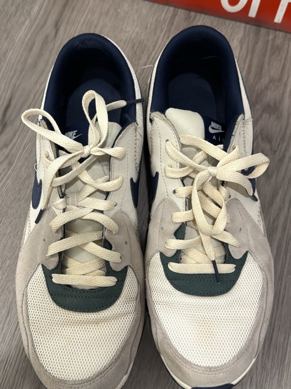 Nike Air Max Excee Men's Neutral Beige and Navy Sneakers - Picture 4 of 7